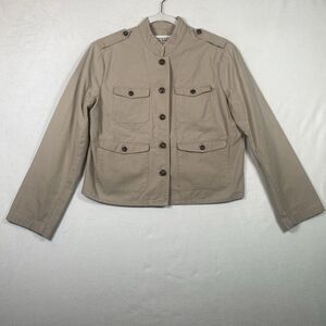Ralph Lauren Polo Jeans Co. Military Style Jacket Women Size L 100% Cotton Khaki